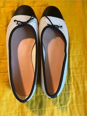 J. Crew Black and White Two-Tone Ballet Flats with Bow
